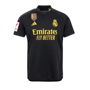 Camisola Real Madrid III com Patch La Liga + CWC 23/24 - Preto e Amarelo
