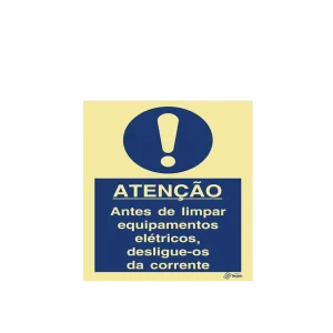 Sinalética ATENÇÃO Antes de Limpar Equipamentos Elétricos, Desligue-os da Corrente - OB0241