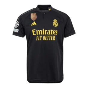 Camisola Real Madrid III com Patch Champions League + CWC 23/24 - Preto e Amarelo