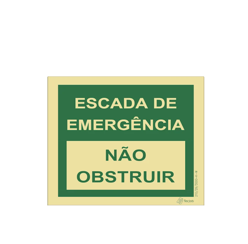 Sinalética Escada de Emergência/ Não obstruir em Texto - E0065