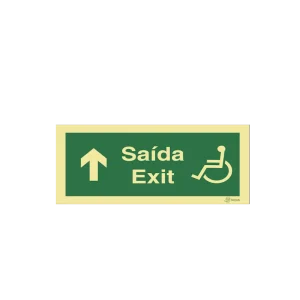 Sinalética Saída/ Exit para Pessoas com Deficiência ou Mobilidade Condicionada - Seta para Cima - E0111