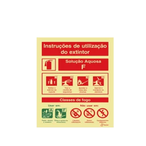 Sinalética Instruções de Utilização Extintor Solução Aquosa F - I0126