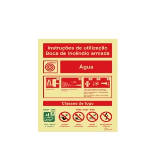 Sinalética Instruções de Utilização Boca de Incêndio Armada Água - I0130