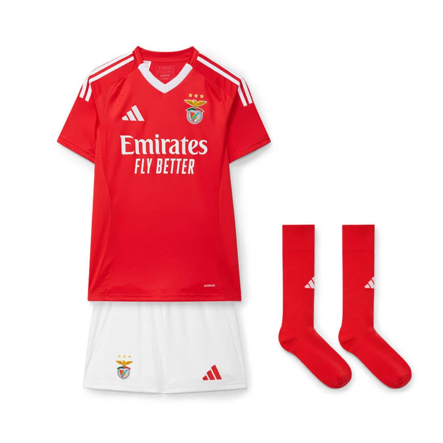 Kit Infantil com Meias Benfica I 24/25 - Vermelho e Branco - Image 2