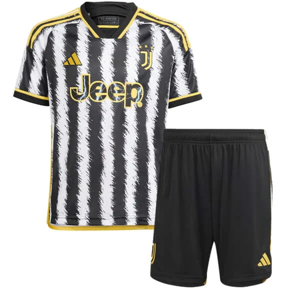 Kit Infantil Juventus I 23/24 - Preto, Branco e Amarelo - Image 2