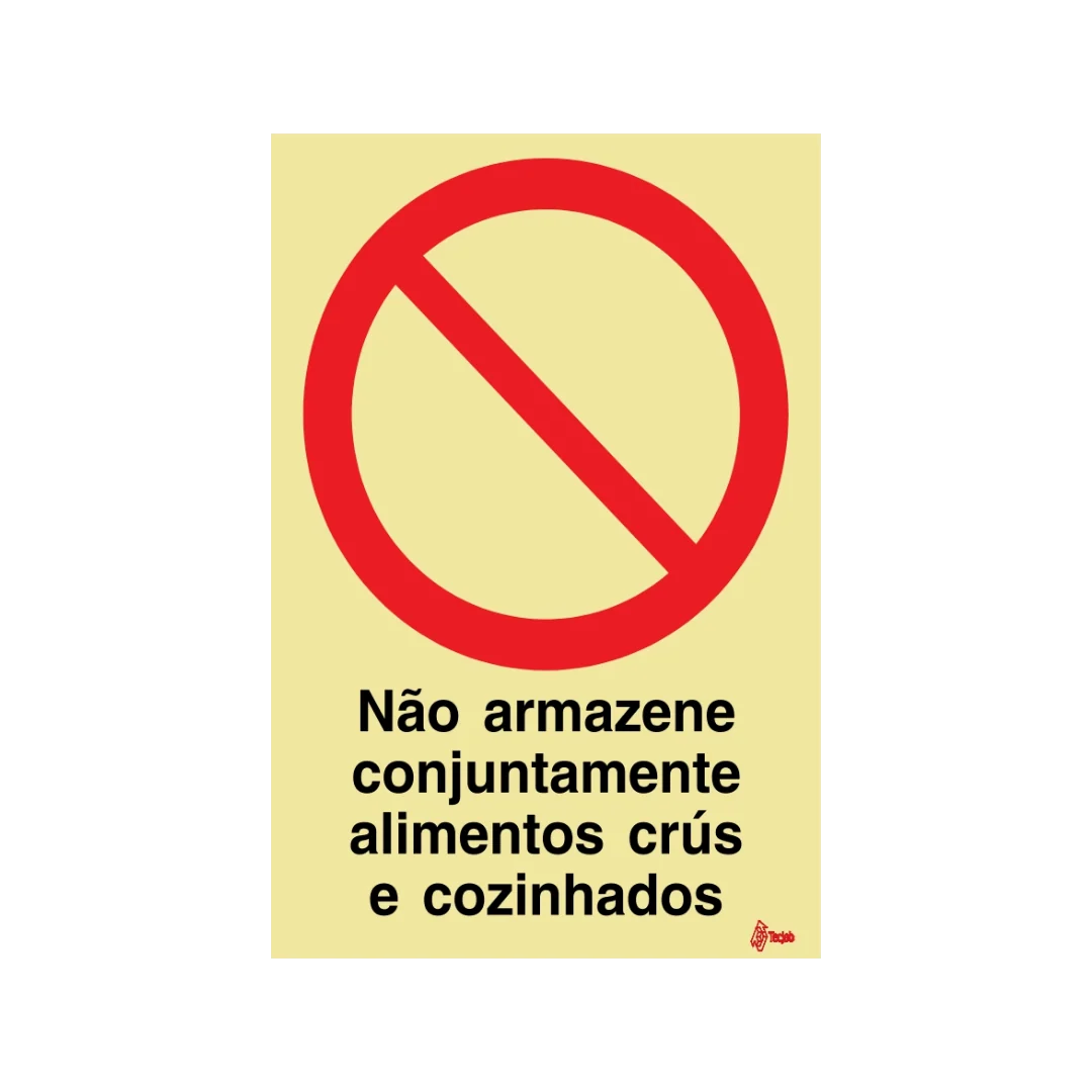 Sinalética Não Armazene Conjuntamente Alimentos Crús e Cozinhados – PR0134 - Image 2