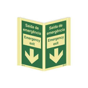 Sinalética Panorâmica Saída de Emergência Emergency Exit em Texto – PA0021