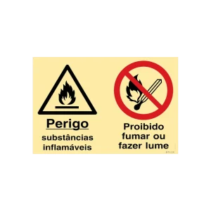 Sinalética Perigo Substâncias Inflamáveis/Proibido Fumar ou Fazer Lume – OB0365
