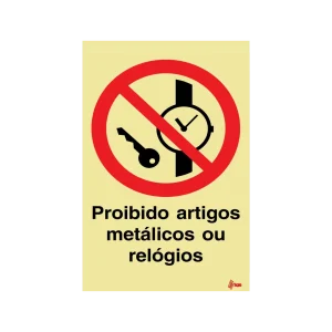Sinalética Proibido Artigos Metálicos ou Relógios – PR0319