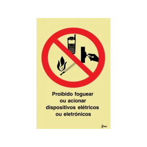 Sinalética Proibido Foguear ou Acionar Dispositivos Elétricos ou Eletrónicos – PR0253