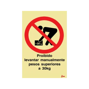 Sinalética Proibido Levantar Manualmente Pesos Superiores a 30kg – PR0190