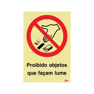 Sinalética Proibido Objetos que Façam Lume – PR0042