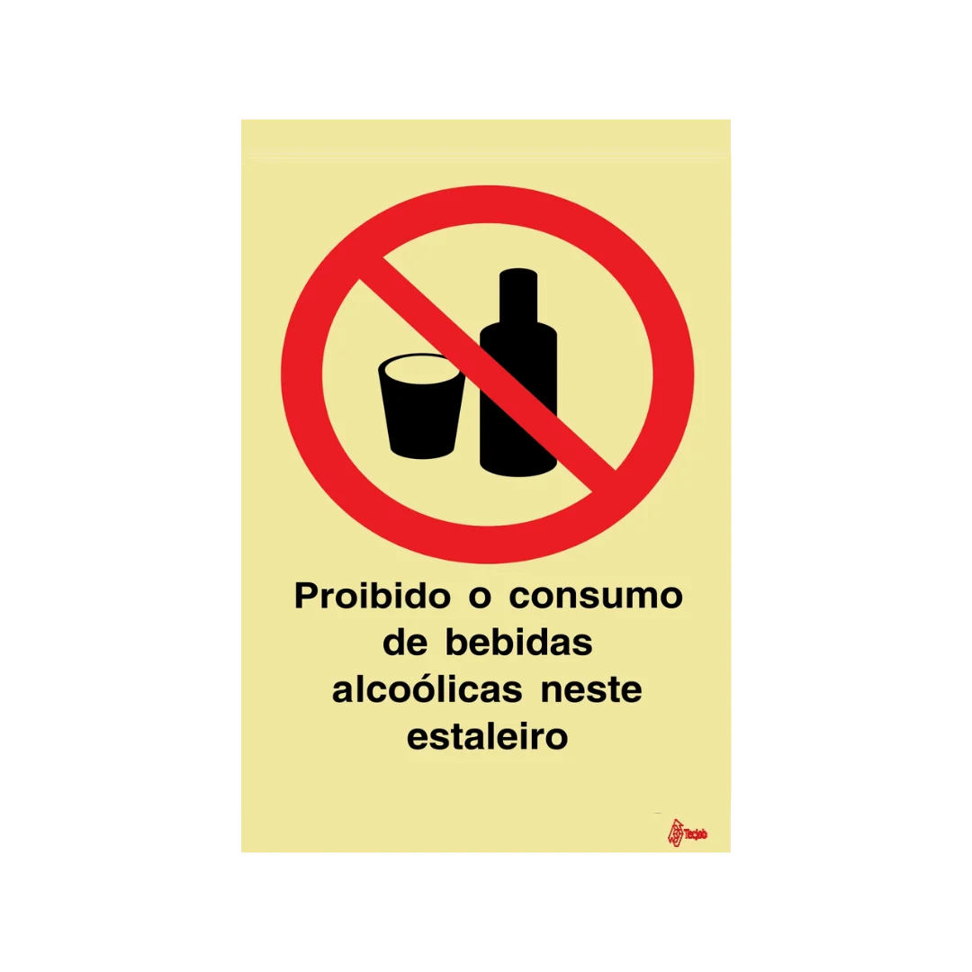 Sinalética Proibido o Consumo de Bebidas Alcoólicas neste Estaleiro – PR0301