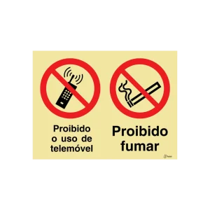 Sinalética Proibido o Uso de Telemóvel e Proibido Fumar – OB0321