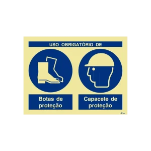 Sinalética Uso Obrigatório de Botas e Capacete de Proteção – OB0286