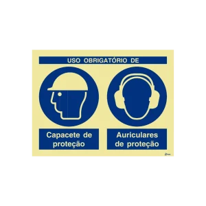 Sinalética Uso Obrigatório de Capacete e Auriculares de Proteção – OB0285