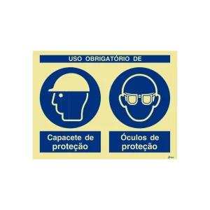 Sinalética Uso Obrigatório de Capacete e Óculos de Proteção – OB0281