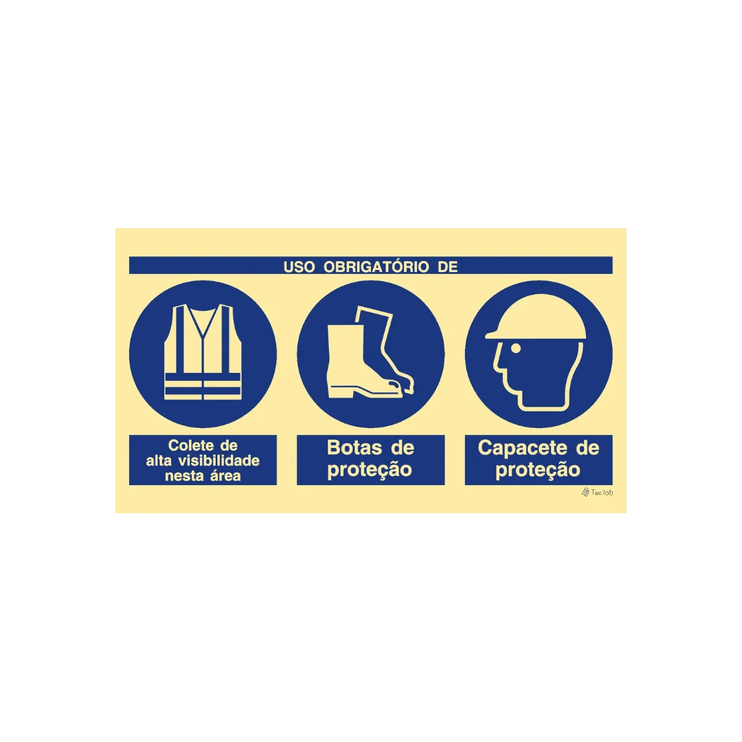 Sinalética Uso Obrigatório de Colete de Alta Visibilidade, Botas e Capacete de Proteção – OB0424 - Image 2