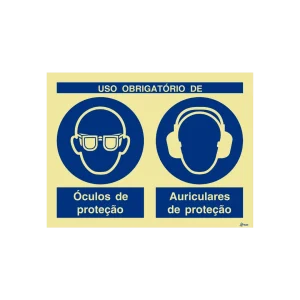 Sinalética Uso Obrigatório de Óculos e Auriculares de Proteção – OB0293