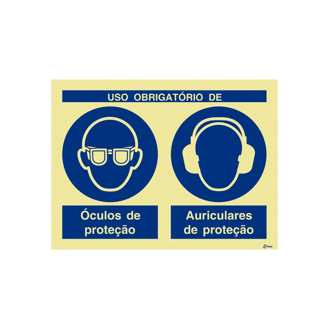Sinalética Uso Obrigatório de Óculos e Auriculares de Proteção – OB0293