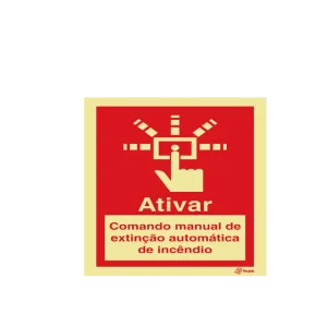 Sinalética Ativar Comando Manual de Extinção Automática de Incêndio - I0335
