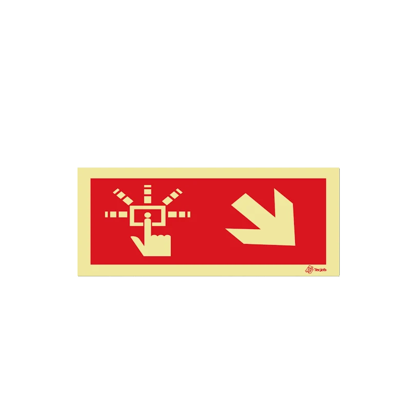 Sinalética Botão de Alarme - Seta Diagonal Direita para Baixo – I0457