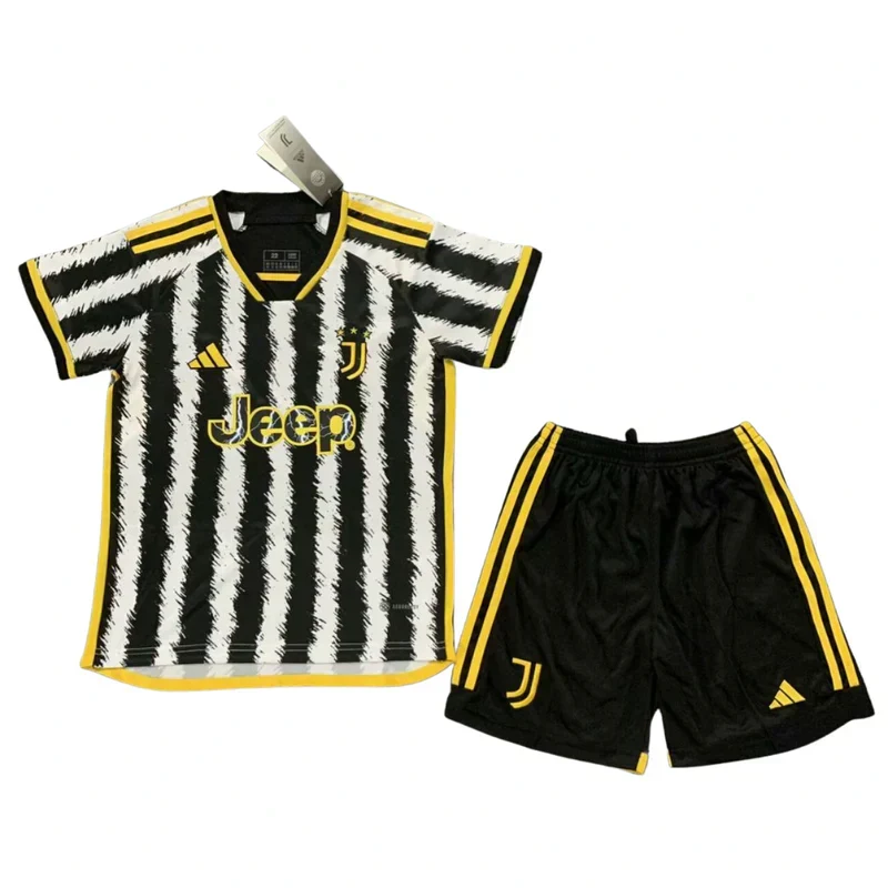Kit Infantil Juventus I 23/24 - Preto, Branco e Amarelo - Image 3