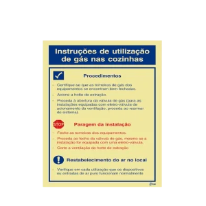 Sinalética Instruções de Utilização de Gás nas Cozinhas - IS0045