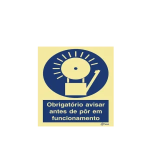 Sinalética Obrigatório Avisar Antes de Pôr em Funcionamento - OB0146