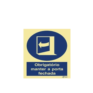 Sinalética Obrigatório Manter a Porta Fechada - OB0193