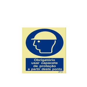 Sinalética Obrigatório Usar Capacete de Proteção a Partir Deste Ponto - OB0042