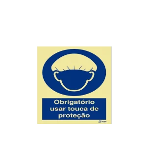 Sinalética Obrigatório Usar Touca de Proteção - OB0090
