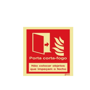 Sinalética Porta Corta-Fogo Não colocar Objetos que Impeçam o Fecho - I0331