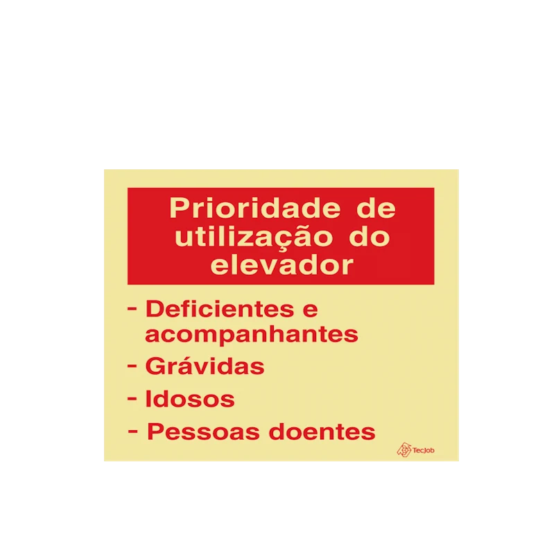 Sinalética Prioridade de Utilização do Elevador - I0352