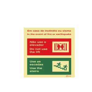 Sinalética Em Caso de Incêndio ou Sismo Não Use o Elevador Use as Escadas - I0363